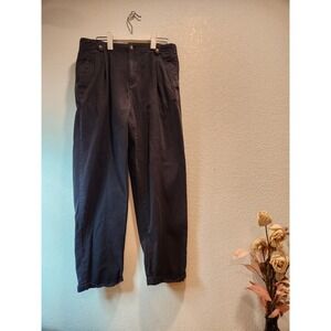 Topshop Navy Pleated‎ barrel jean Cotton Pants Women's Size 8 US 12 UK Tapered